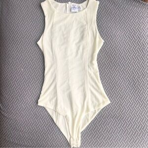 oh polly sleeveless mesh buttercream bodysuit